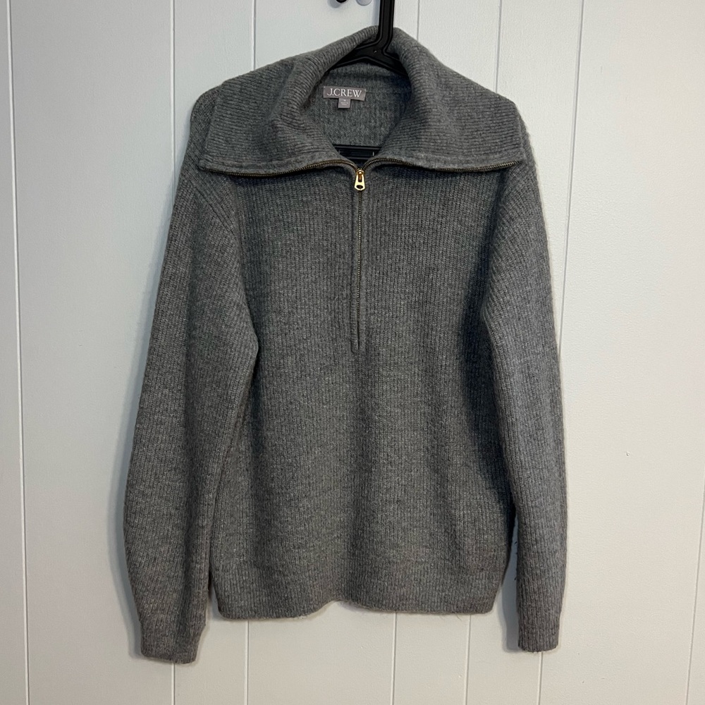 J.Crew wool‎ blend turtleneck half zip sweater size M